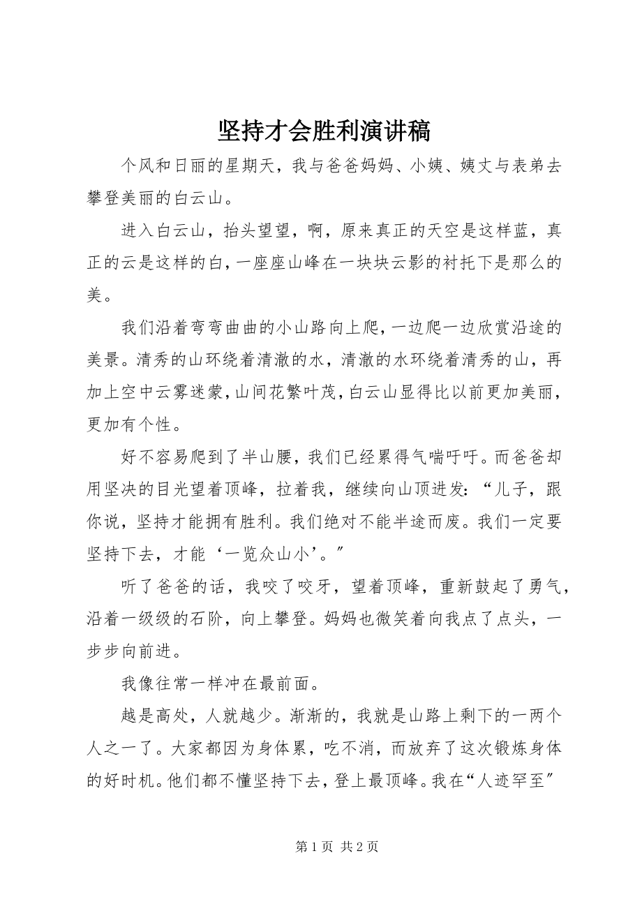 2023年坚持才会胜利演讲稿.docx_第1页