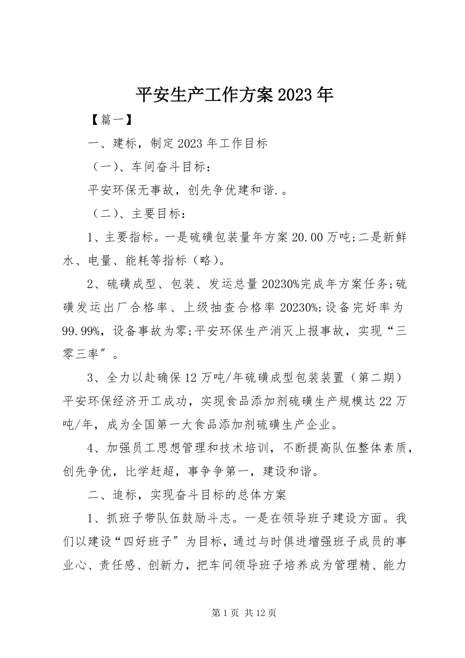 2023年安全生产工作计划6新编.docx_第1页