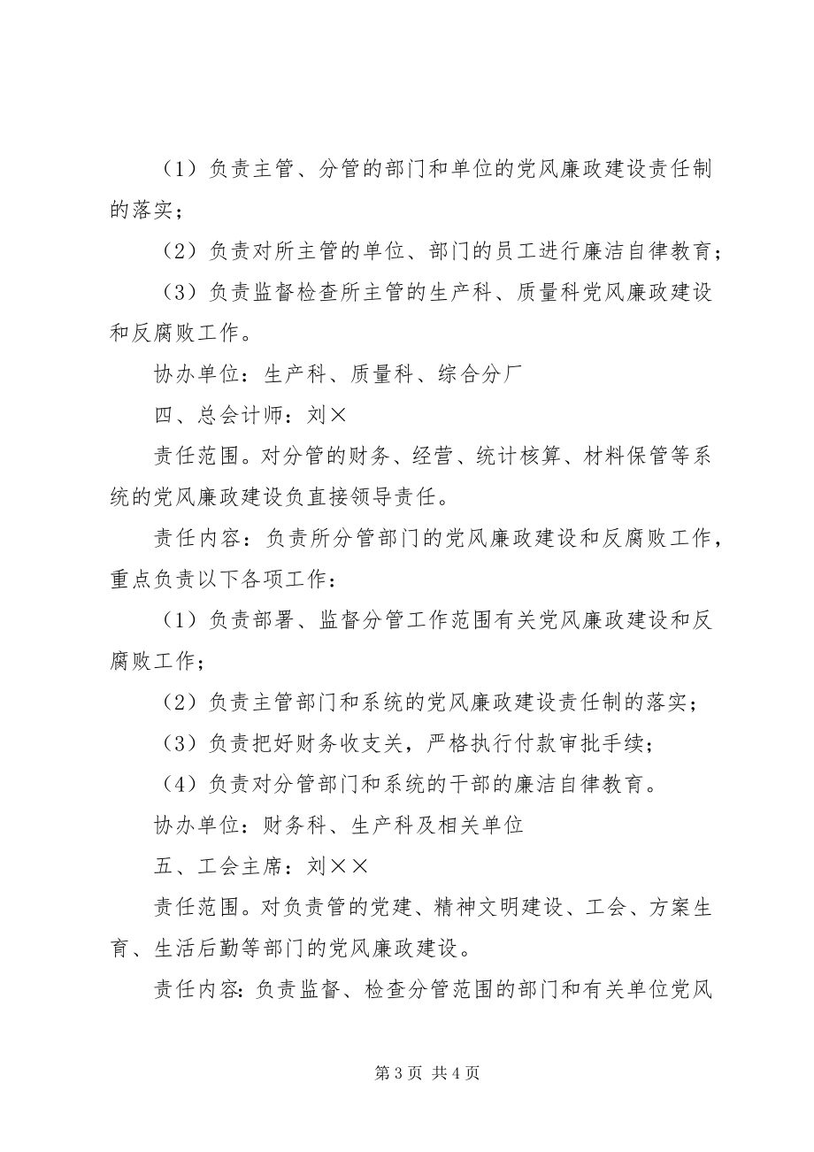 2023年公司领导班子成员党风廉政建设责任分解意见.docx_第3页