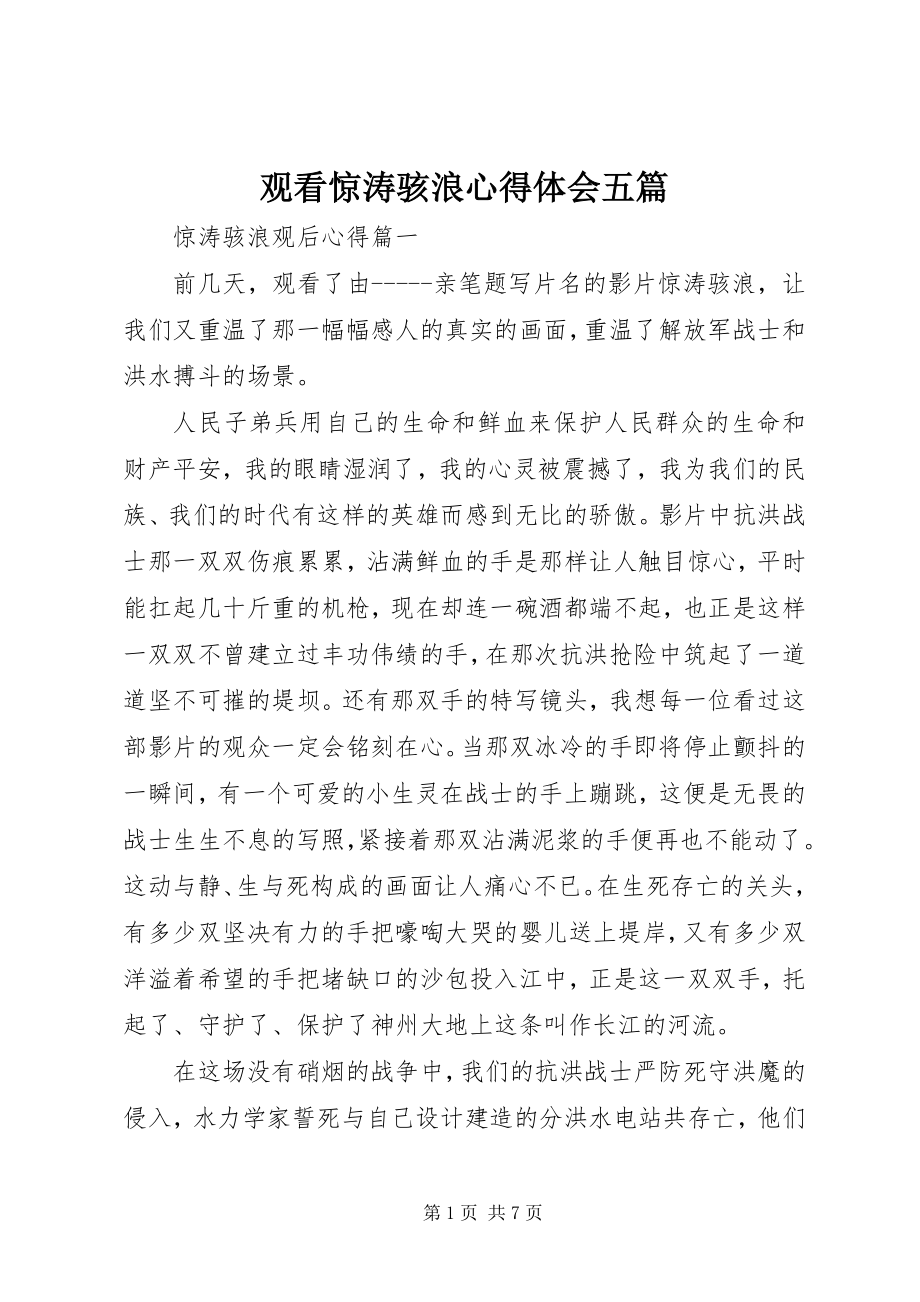 2023年观看惊涛骇浪心得体会五篇.docx_第1页