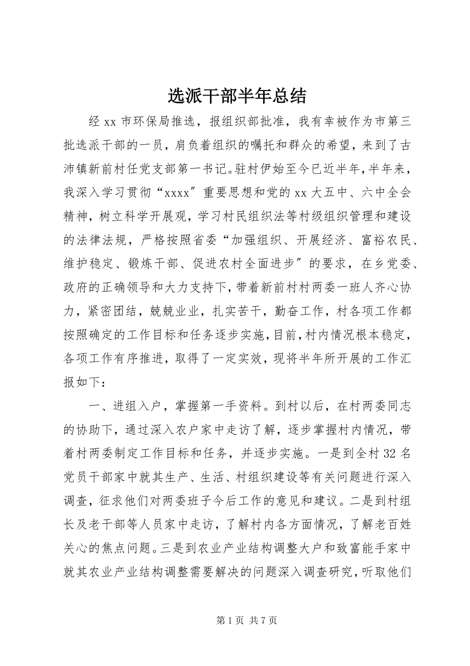 2023年选派干部半年总结.docx_第1页