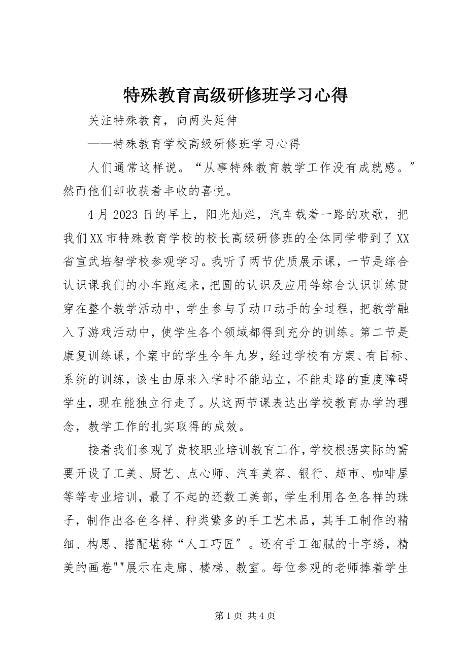 2023年特殊教育高级研修班学习心得.docx_第1页