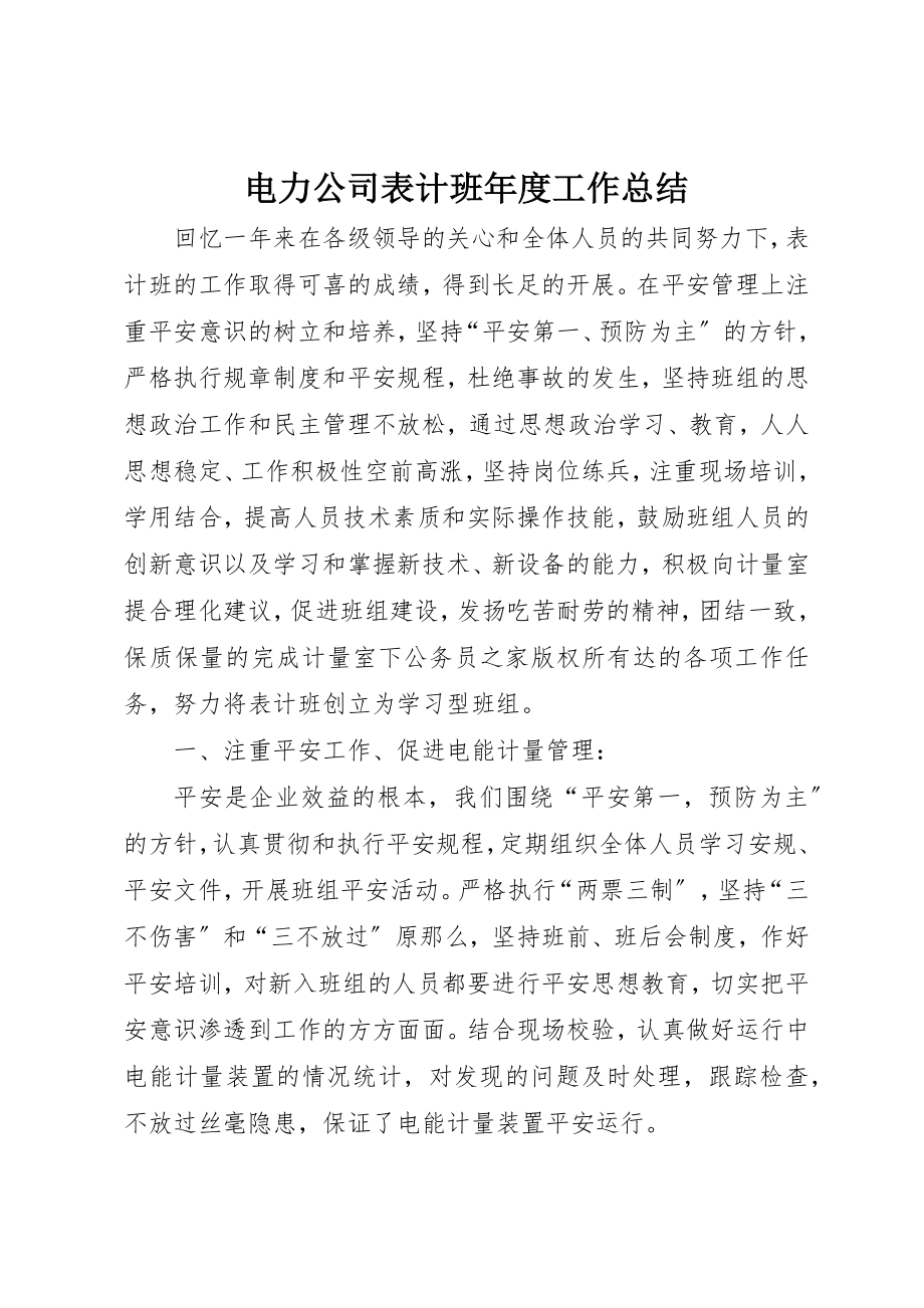 2023年电力公司表计班年度工作总结新编.docx_第1页