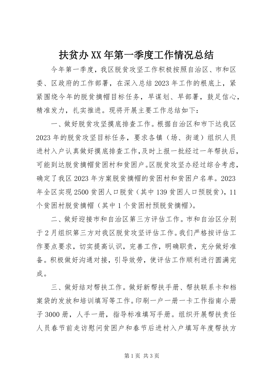 2023年扶贫办某年第一季度工作情况总结.docx_第1页