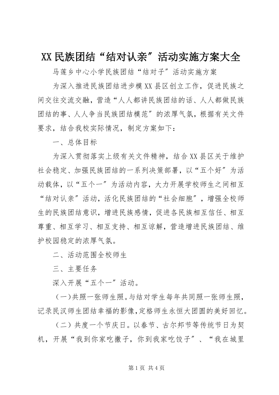 2023年XX民族团结“结对认亲”活动实施方案大全新编.docx_第1页