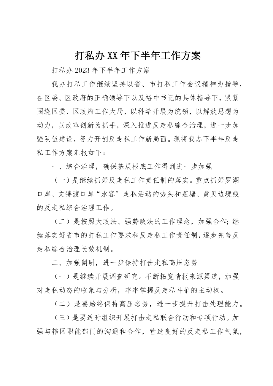 2023年打私办某年下半年工作计划新编.docx_第1页