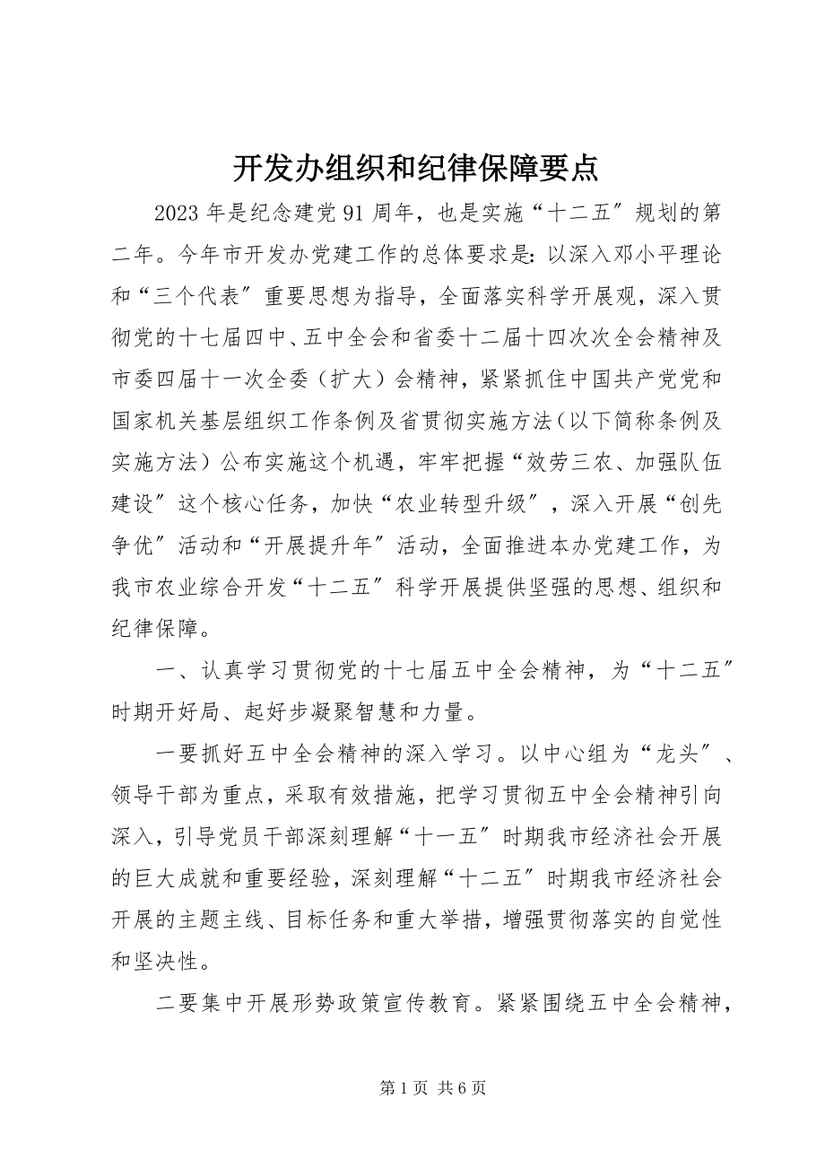 2023年开发办组织和纪律保障要点.docx_第1页