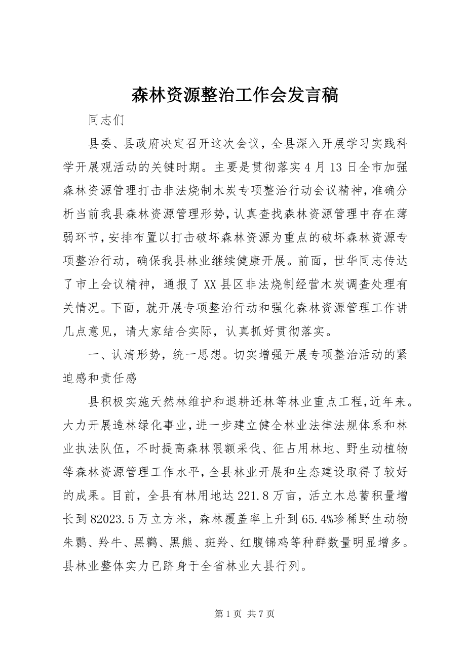 2023年森林资源整治工作会讲话稿.docx_第1页