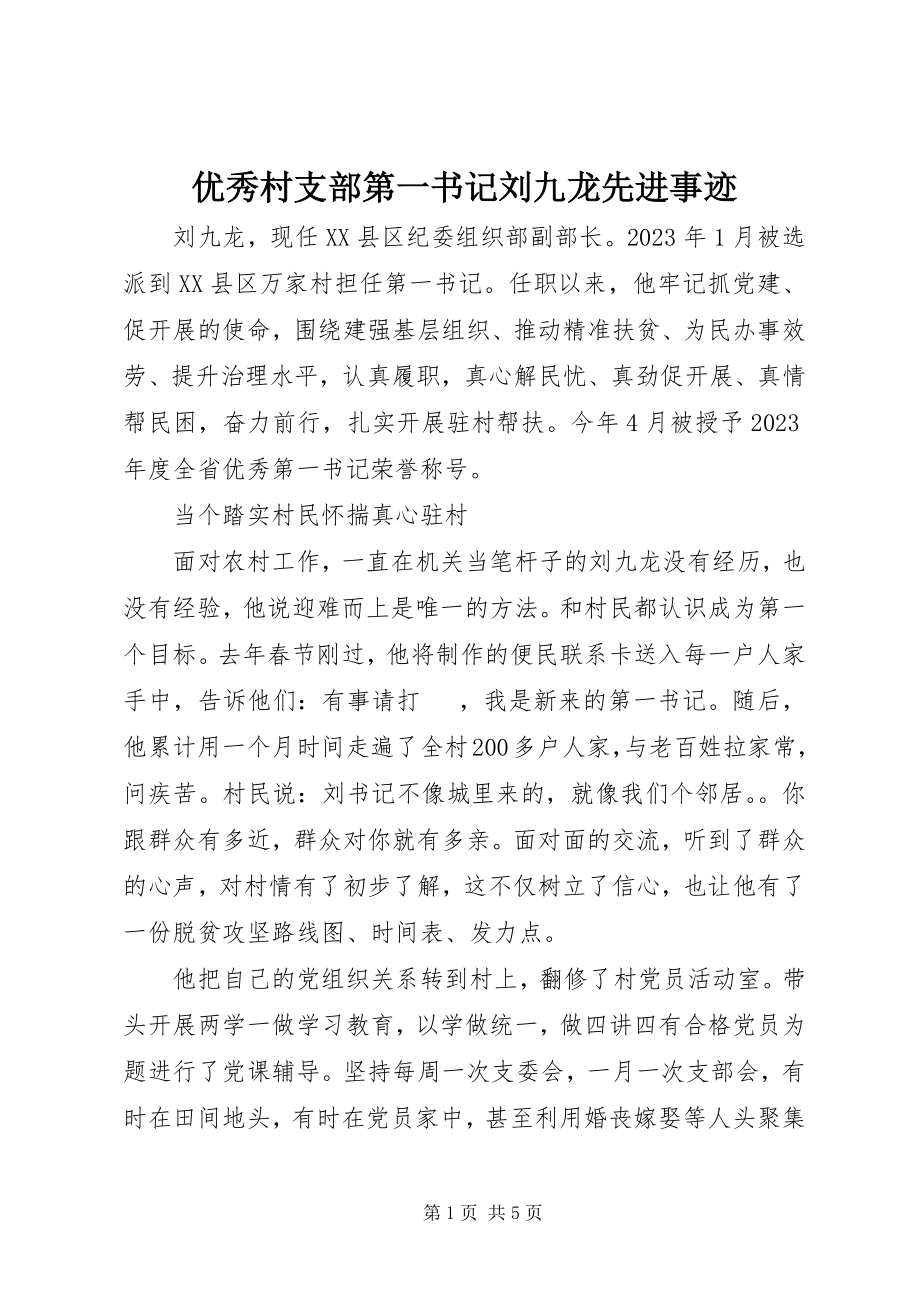 2023年优秀村支部第一书记刘九龙先进事迹.docx_第1页