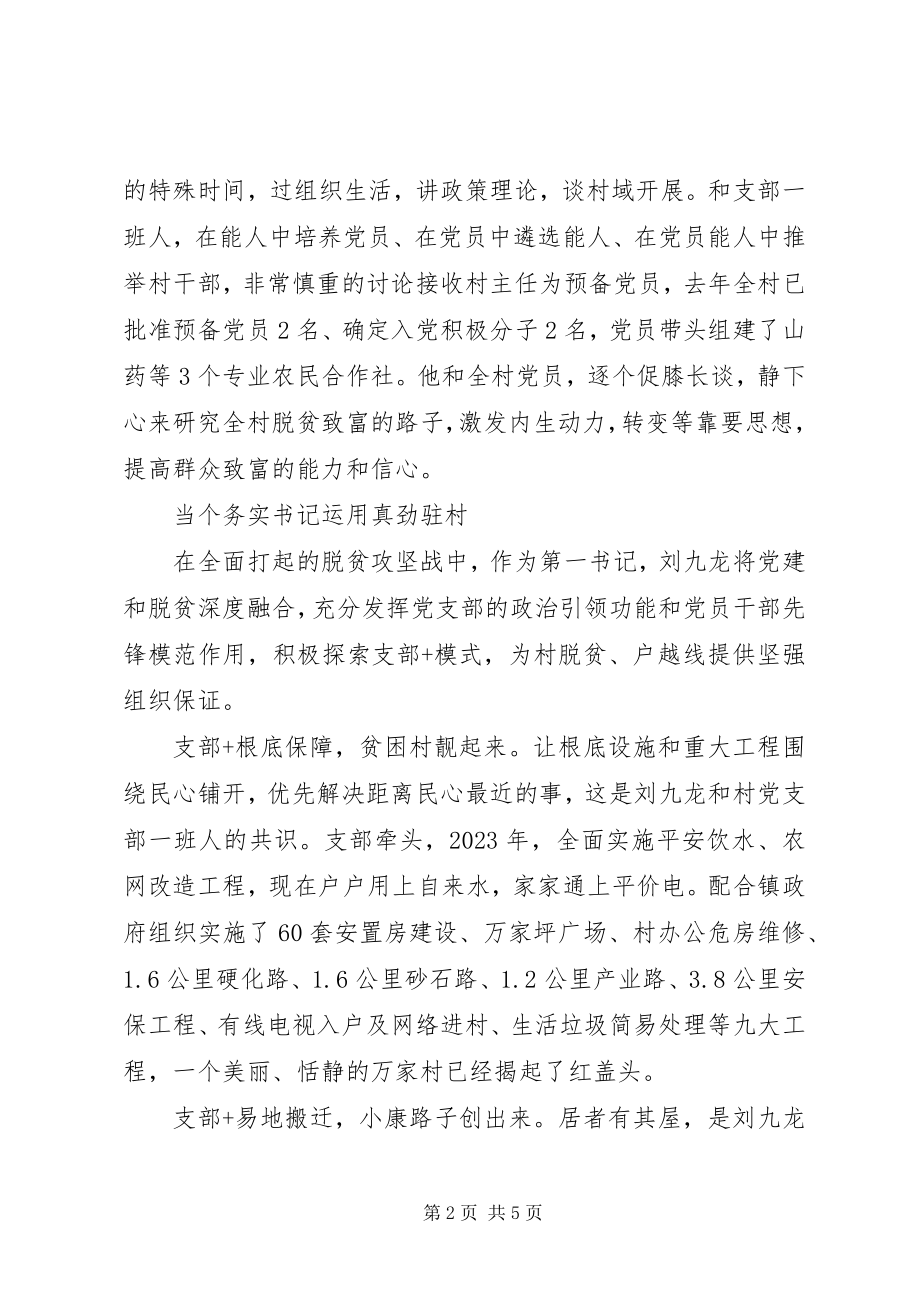 2023年优秀村支部第一书记刘九龙先进事迹.docx_第2页