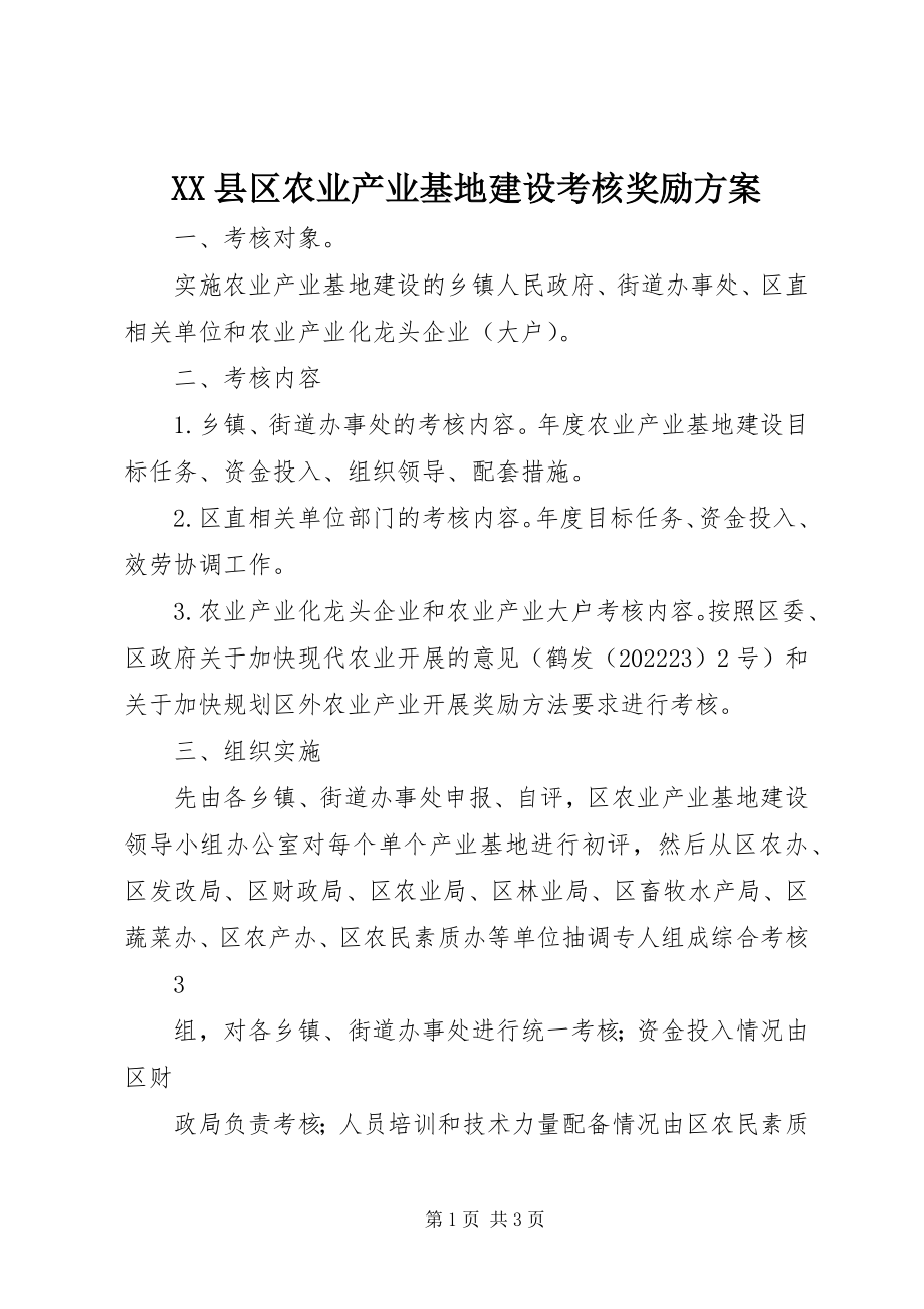 2023年XX县区农业产业基地建设考核奖励方案新编.docx_第1页