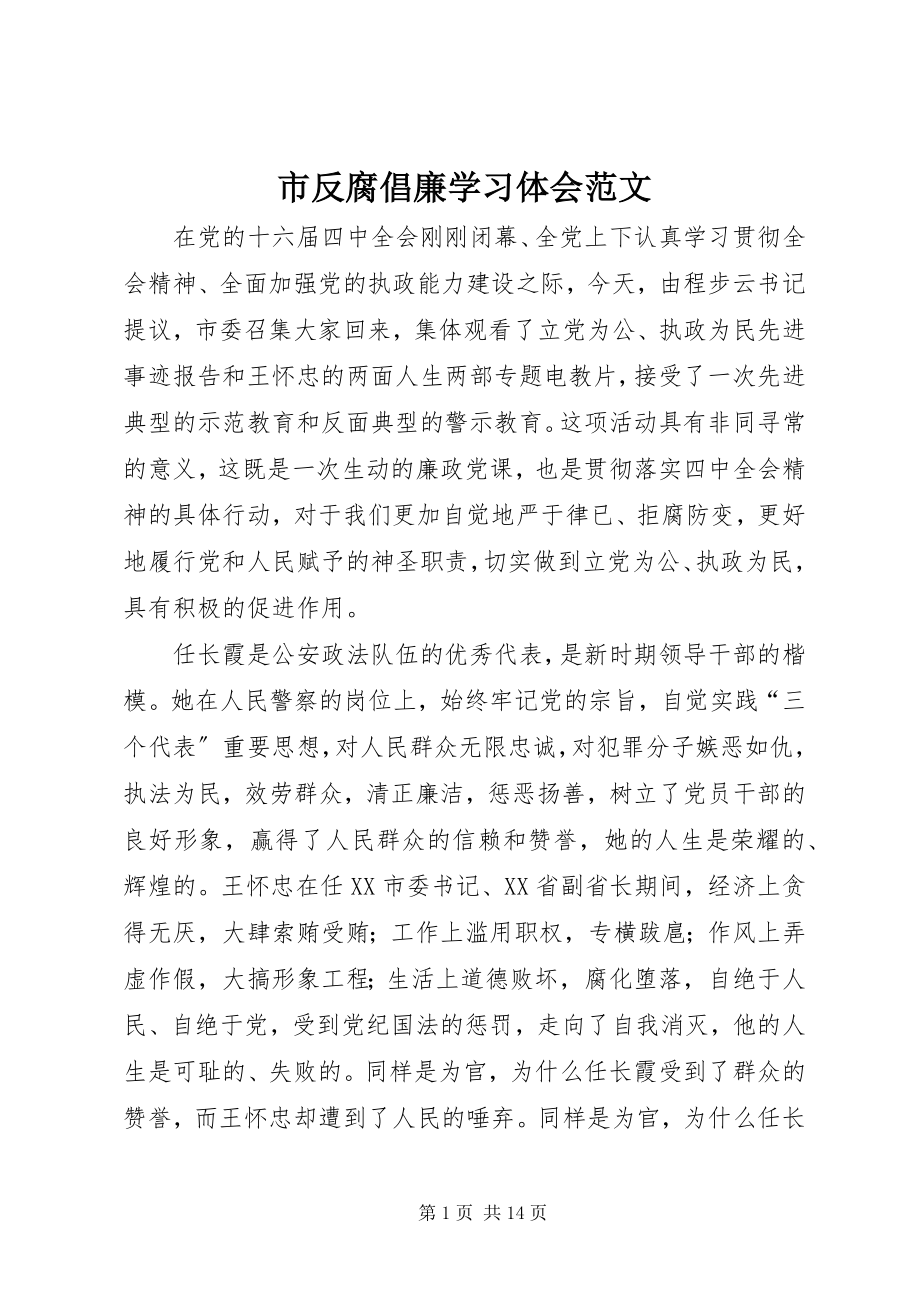 2023年市反腐倡廉学习体会.docx_第1页