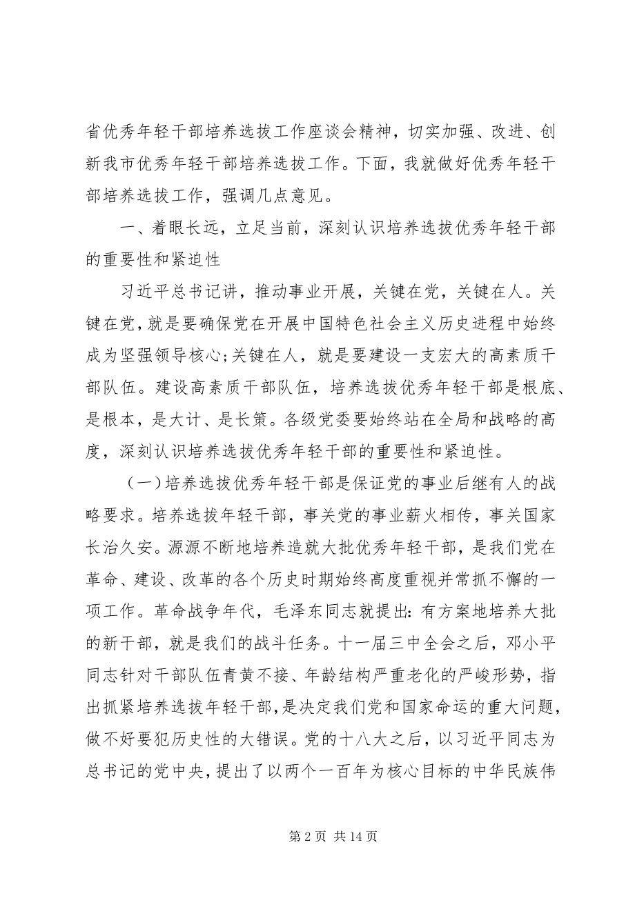 2023年全市优秀年轻干部培养选拔工作座谈会致辞稿.docx_第2页