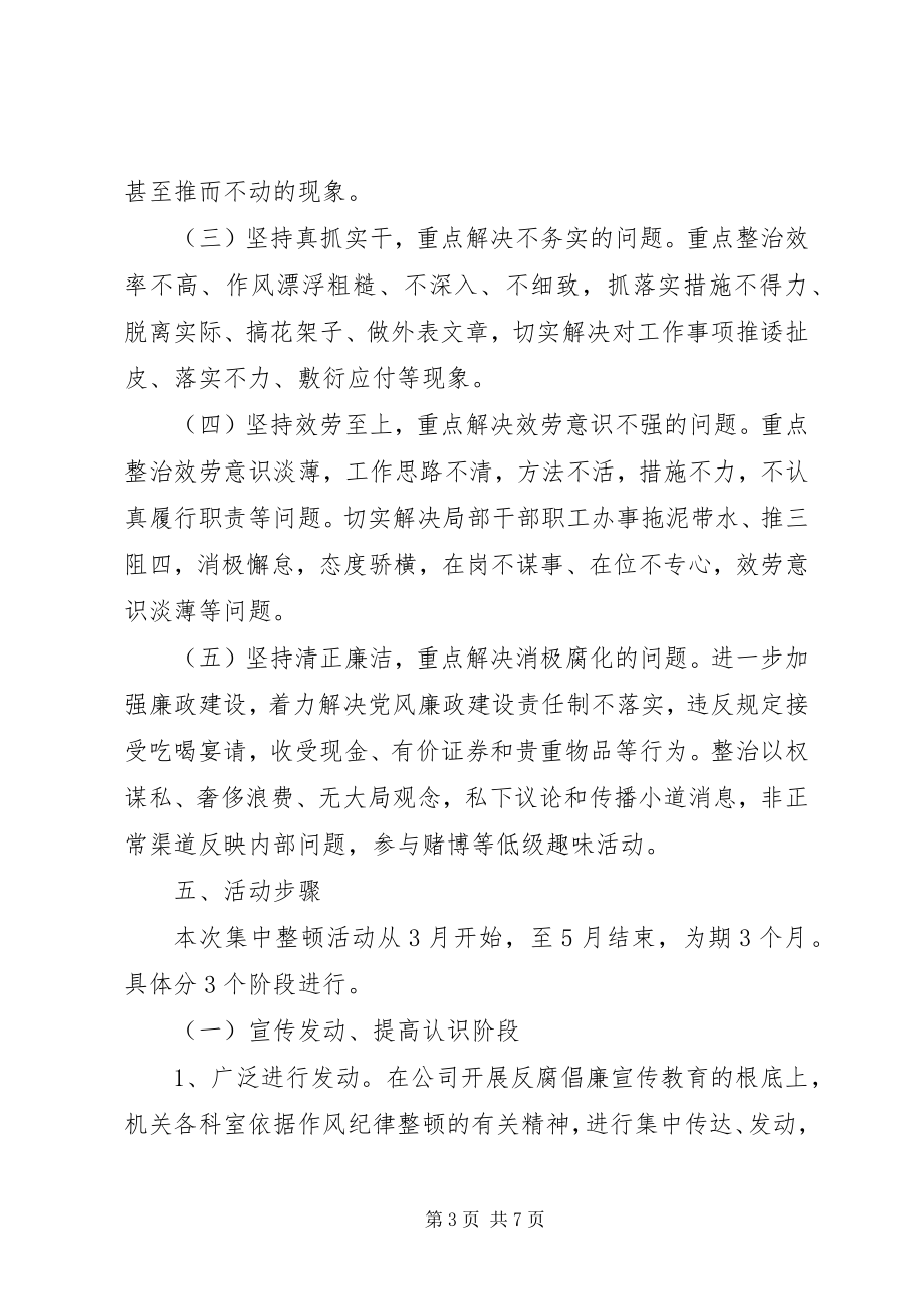 2023年公司机关工作人员作风纪律整顿活动实施方案.docx_第3页