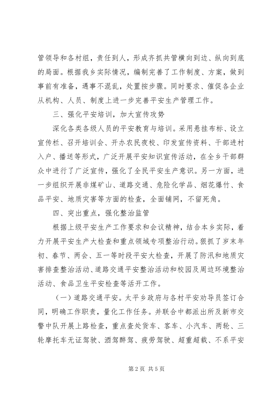 2023年太平乡上半年安全生产工作总结.docx_第2页