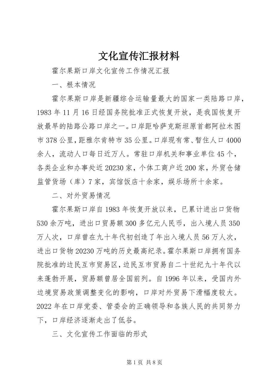 2023年文化宣传汇报材料.docx_第1页