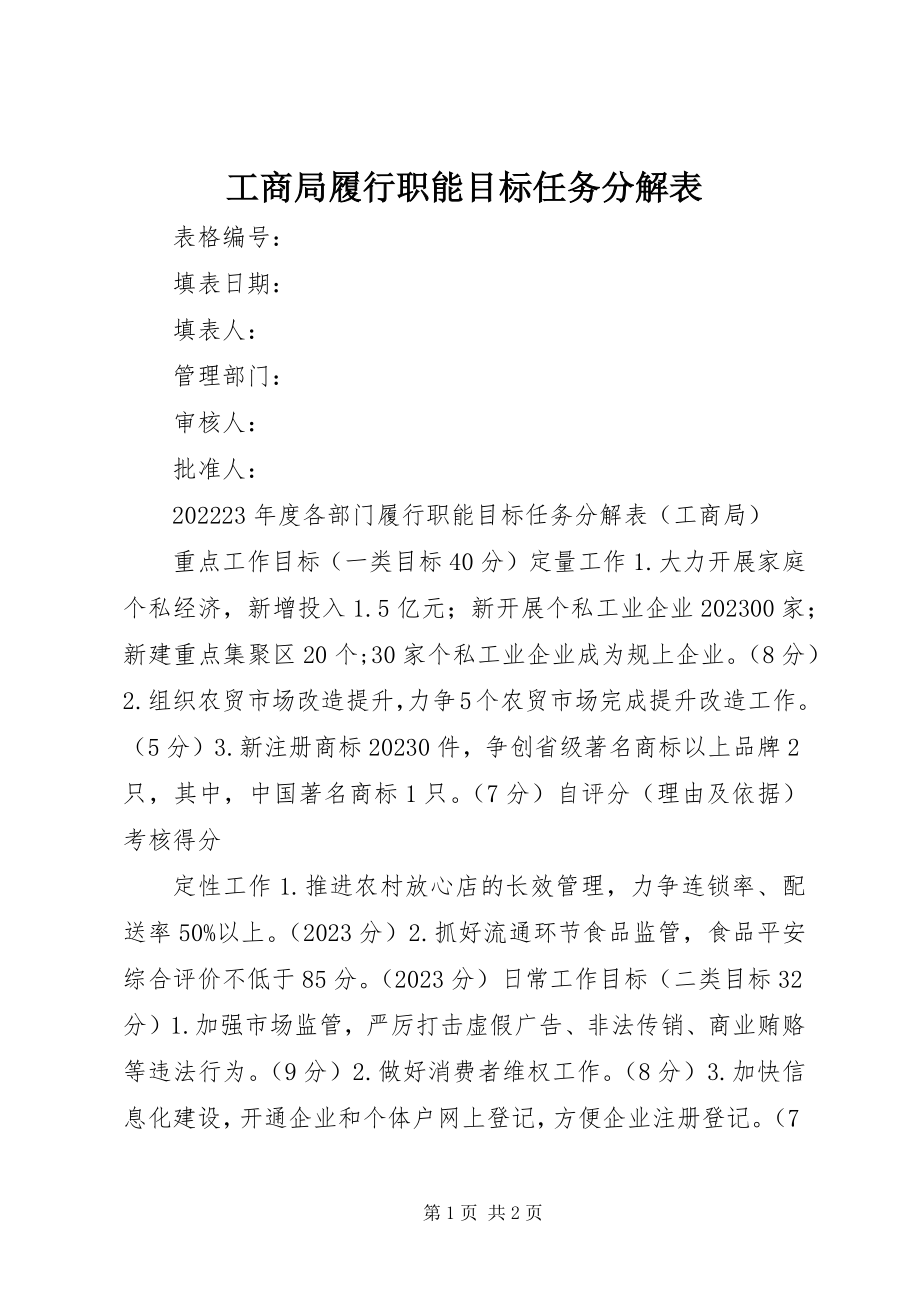 2023年工商局履行职能目标任务分解表.docx_第1页