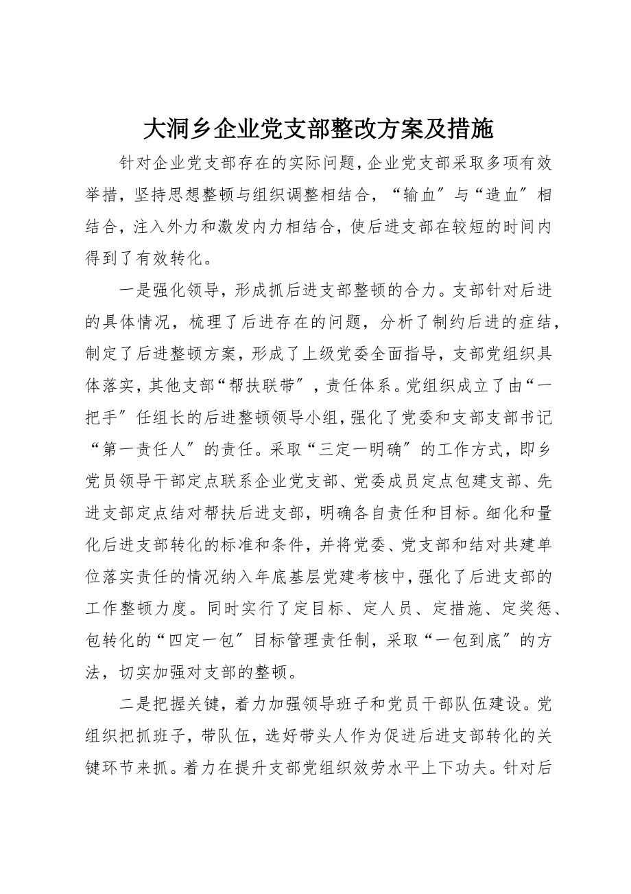 2023年大洞乡企业党支部整改方案及措施新编.docx_第1页