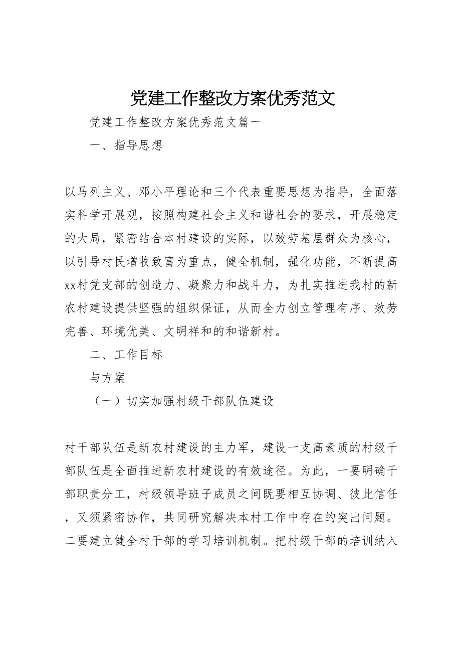 2023年党建工作整改方案优秀范文.doc_第1页