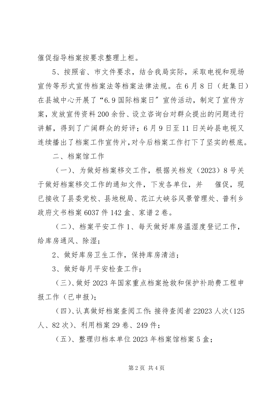 2023年县档案局半年工作总结.docx_第2页