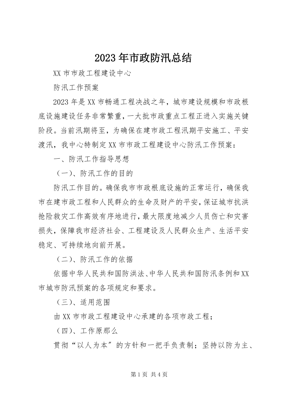 2023年市政防汛总结.docx_第1页