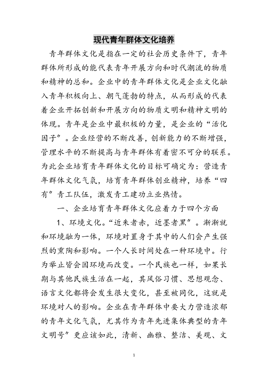 2023年现代青年群体文化培养范文.doc_第1页