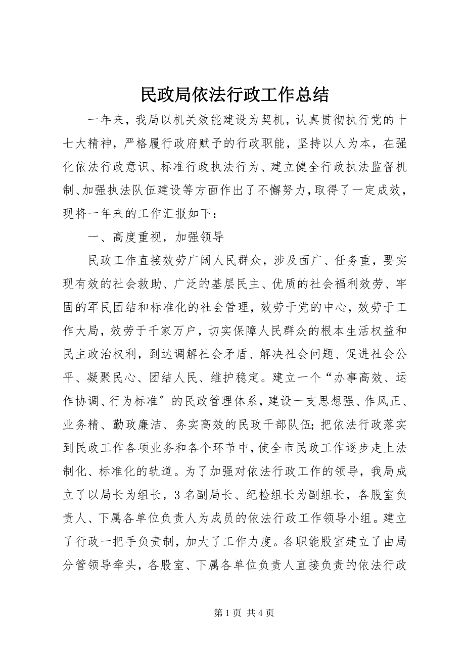 2023年民政局依法行政工作总结.docx_第1页