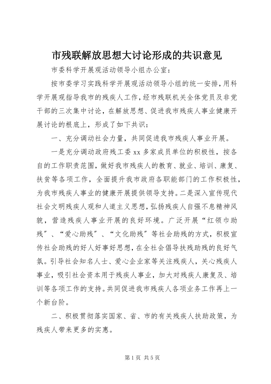 2023年市残联解放思想大讨论形成的共识意见.docx_第1页