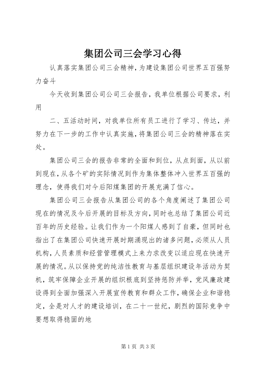 2023年集团公司三会学习心得.docx_第1页