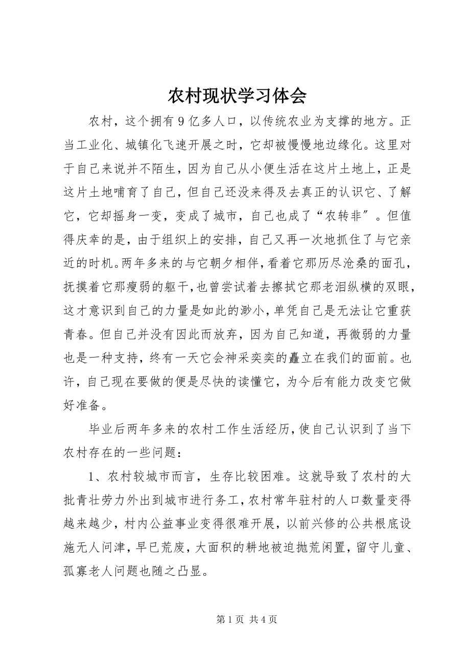 2023年农村现状学习体会.docx_第1页