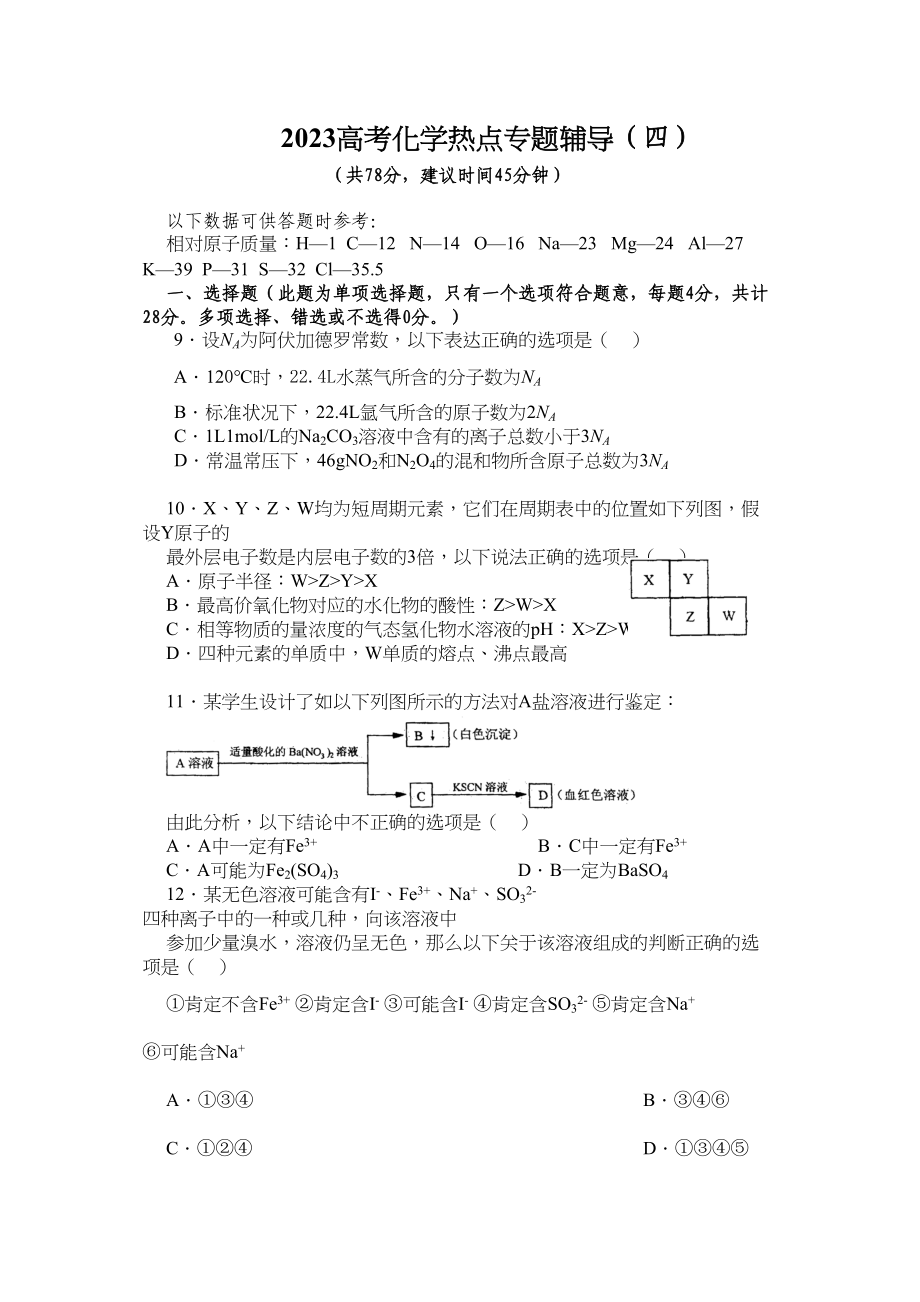 2023年高考化学热点专题辅导四doc高中化学.docx_第1页