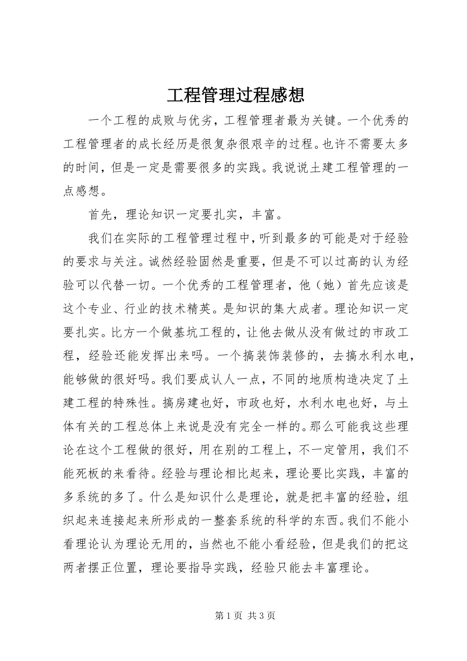 2023年项目管理过程感想.docx_第1页