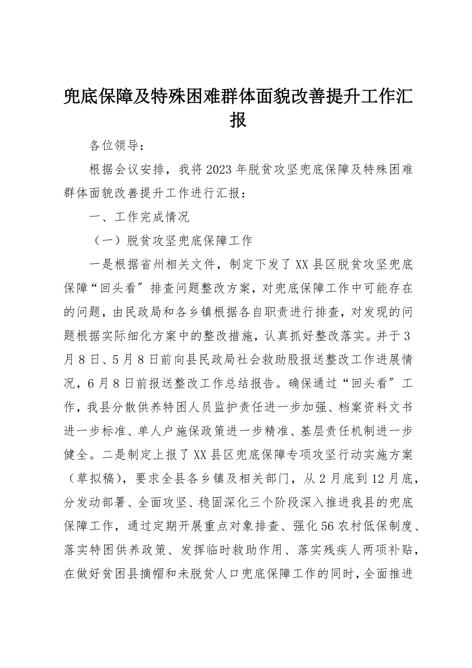 2023年兜底保障及特殊困难群体面貌改善提升工作汇报.docx_第1页