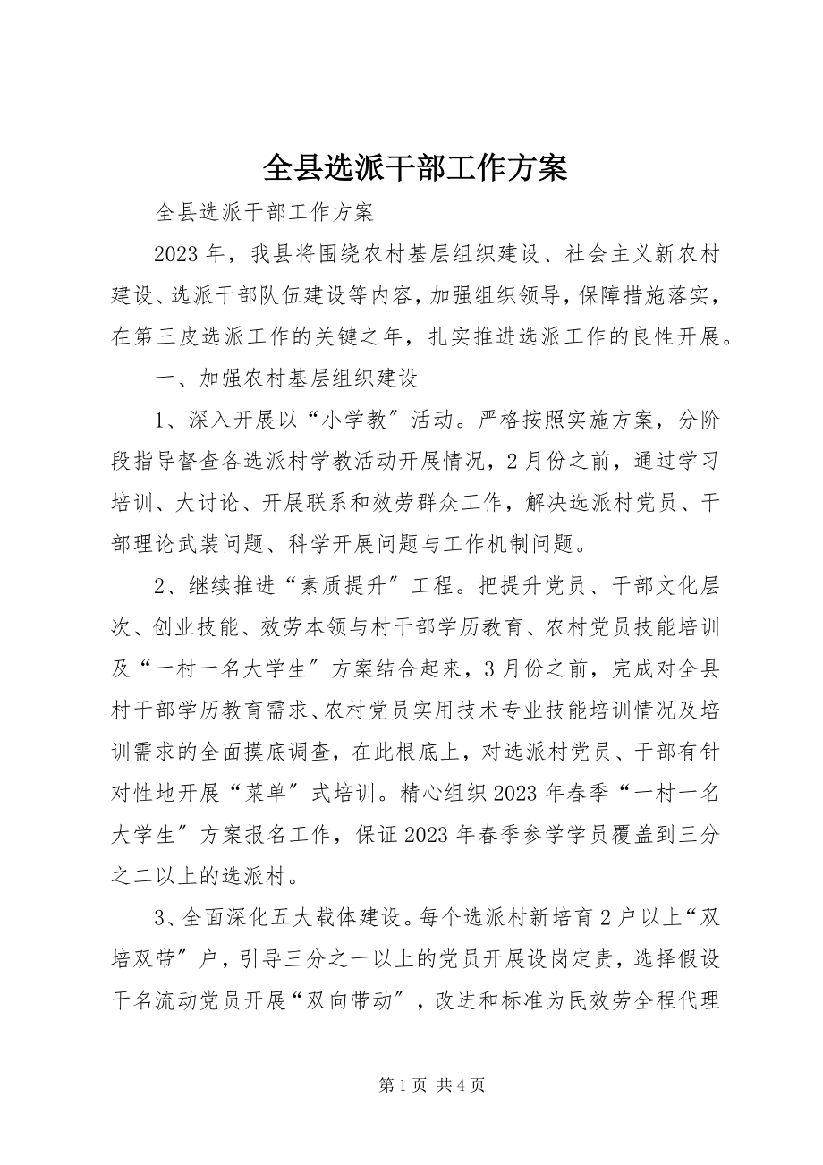 2023年全县选派干部工作计划.docx_第1页