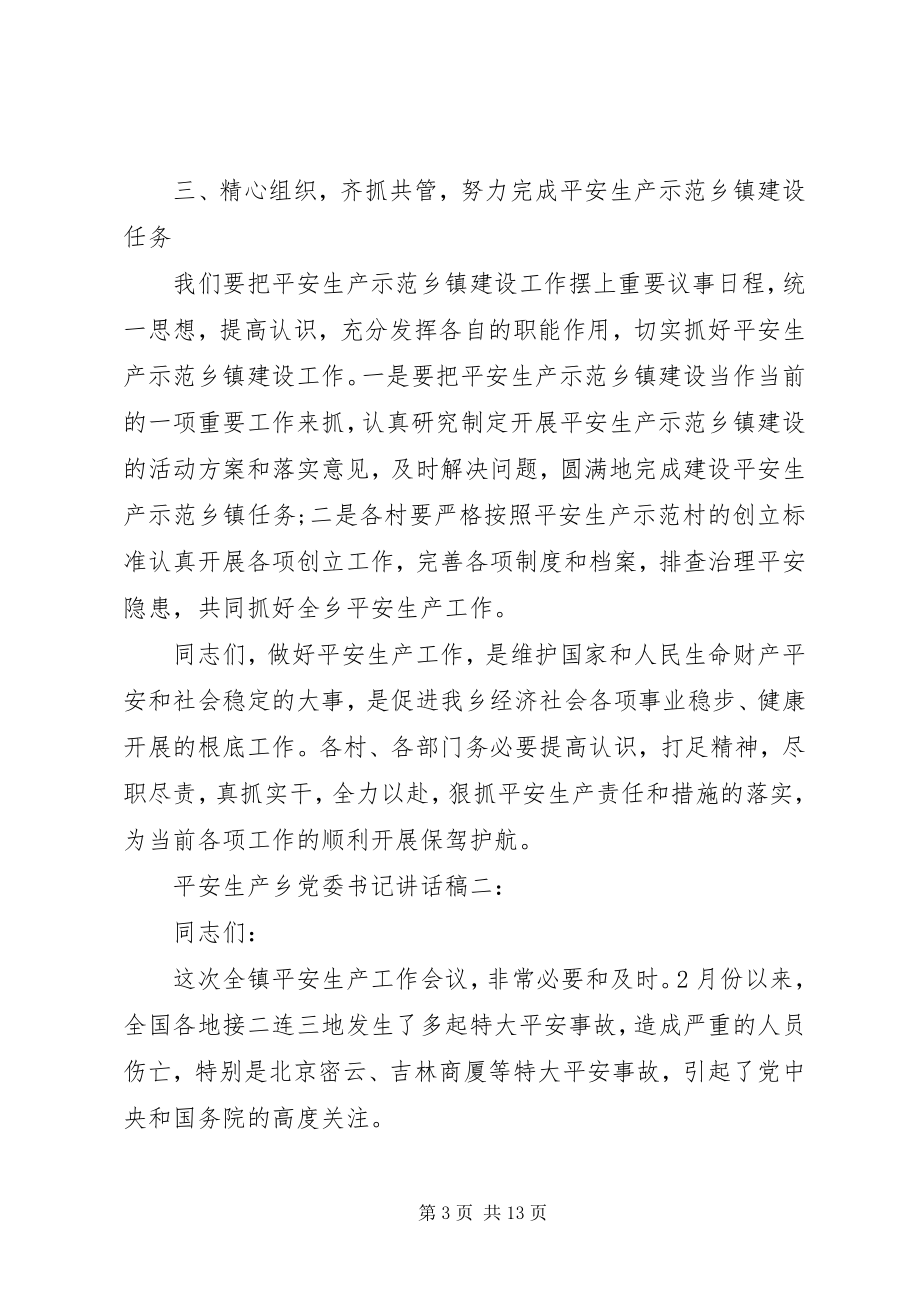 2023年安全生产乡党委书记致辞稿3篇新编.docx_第3页