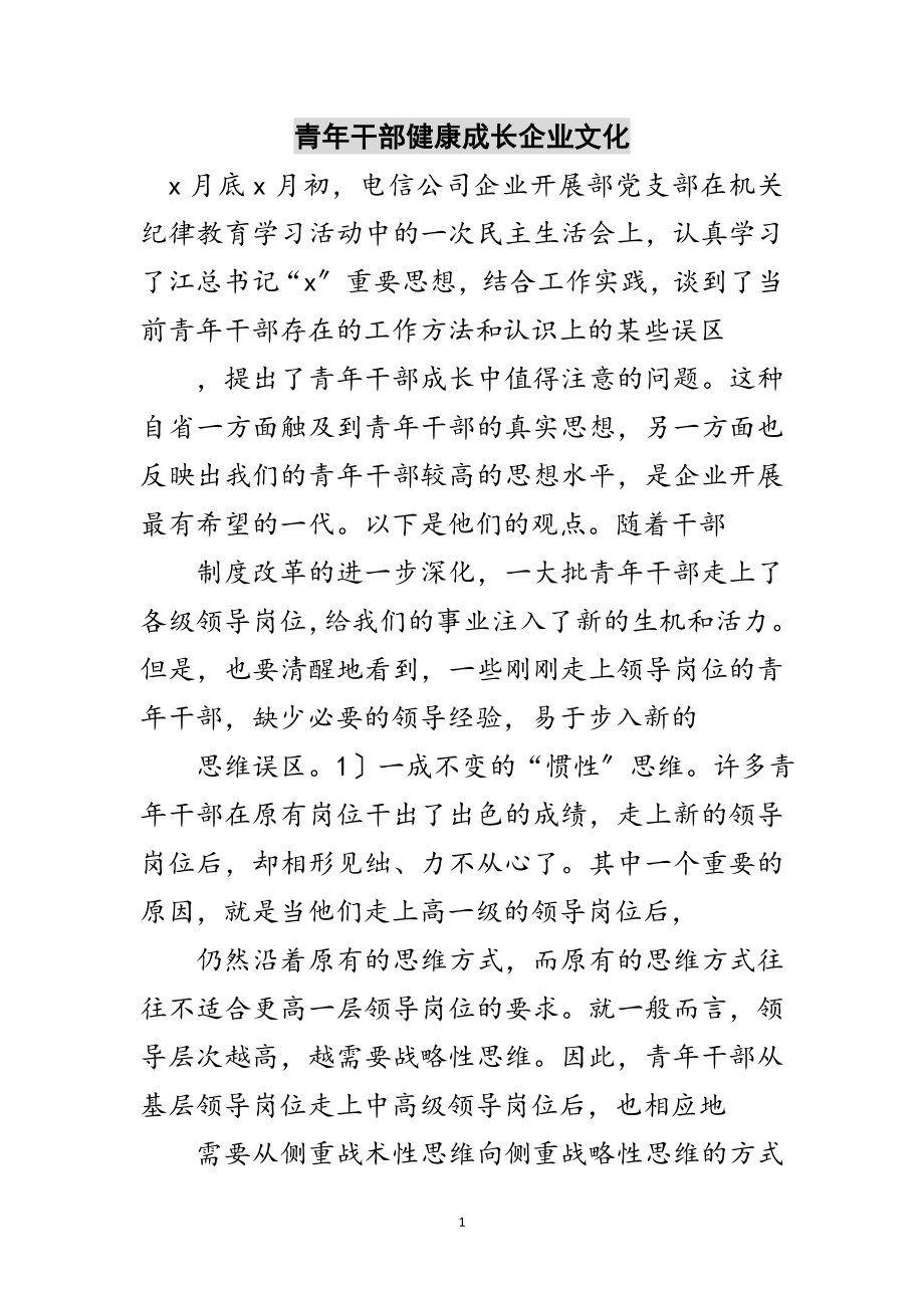 2023年青年干部健康成长企业文化范文.doc_第1页