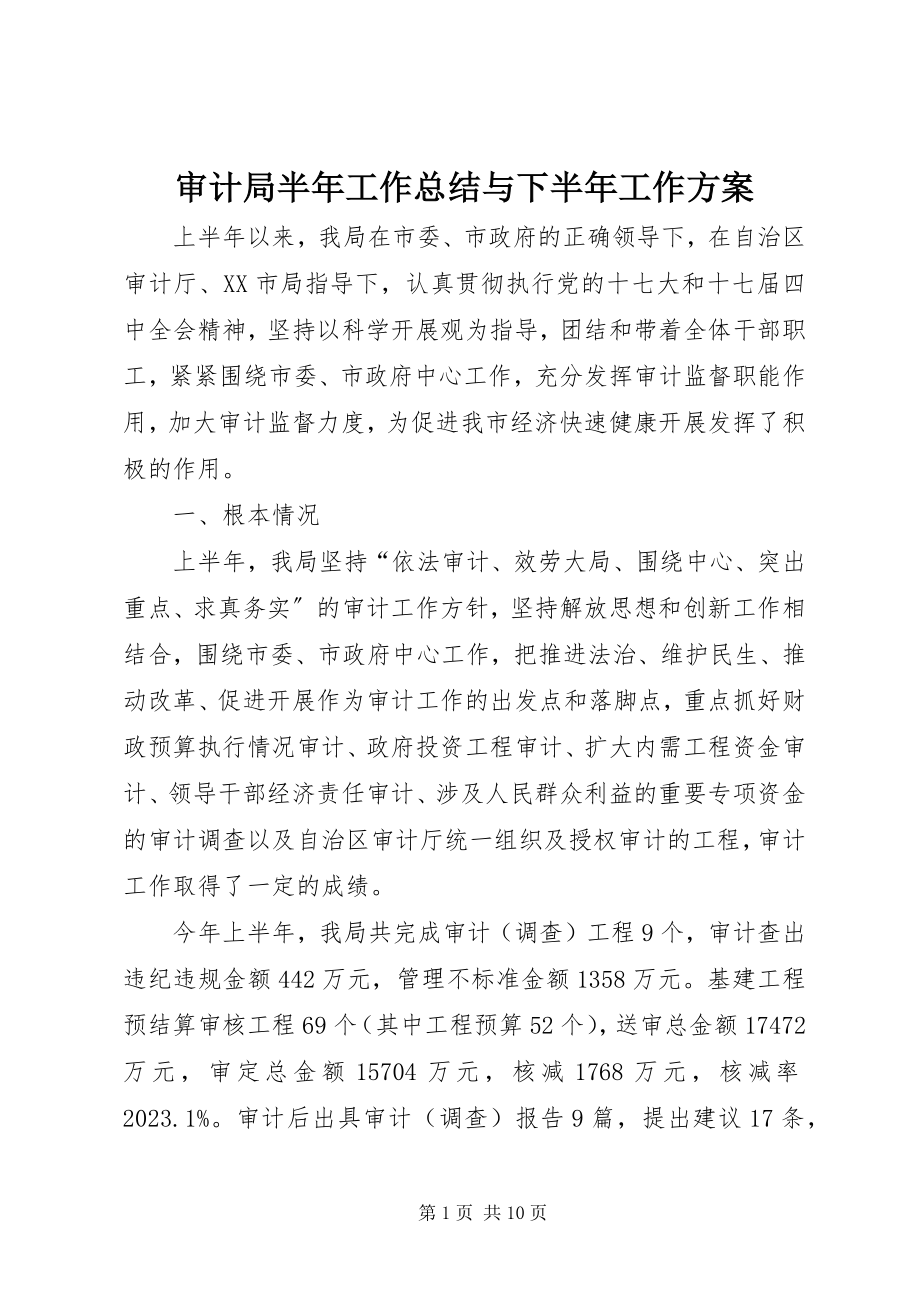 2023年审计局半年工作总结与下半年工作计划.docx_第1页