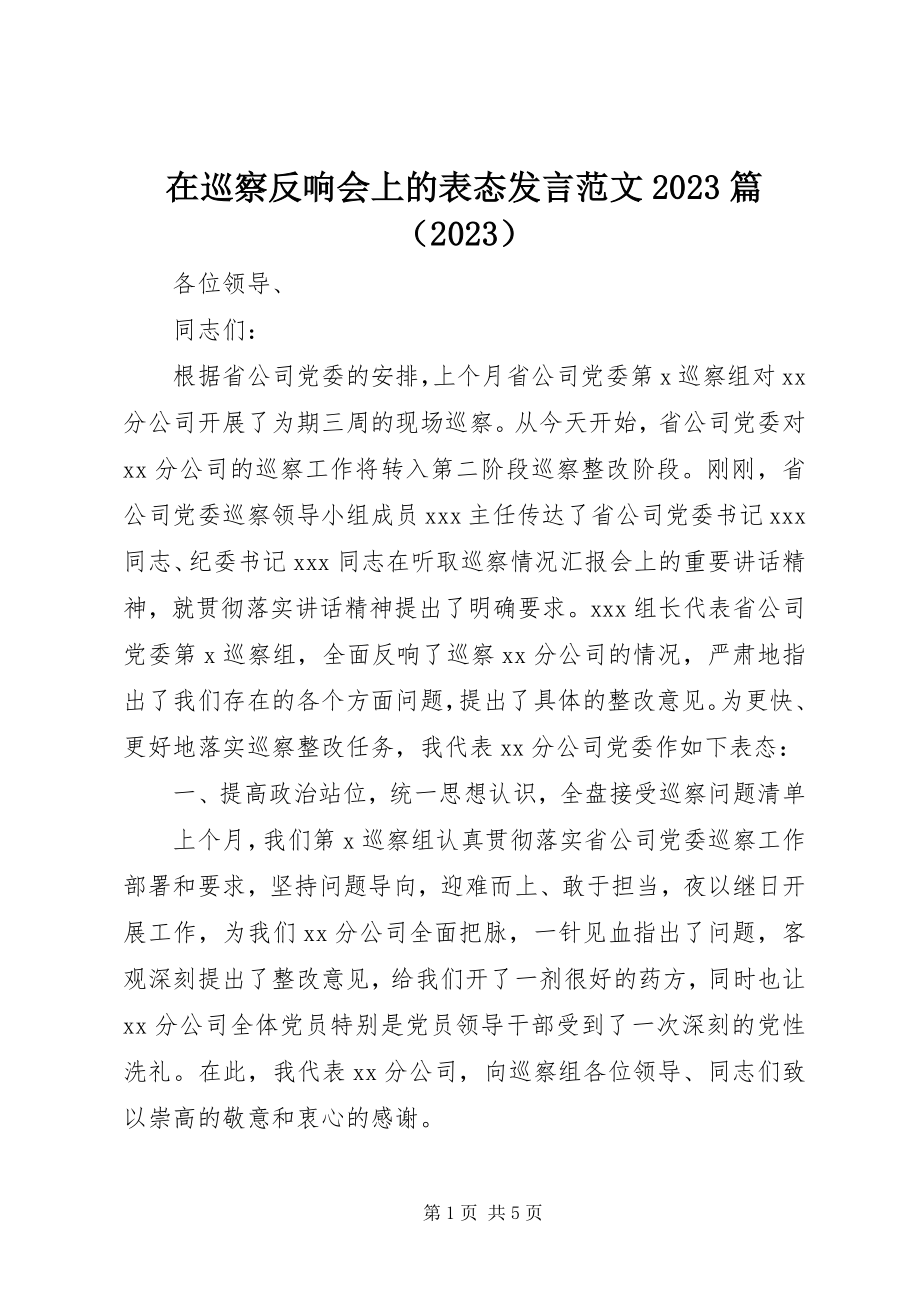 2023年在巡察反馈会上的表态讲话10篇.docx_第1页