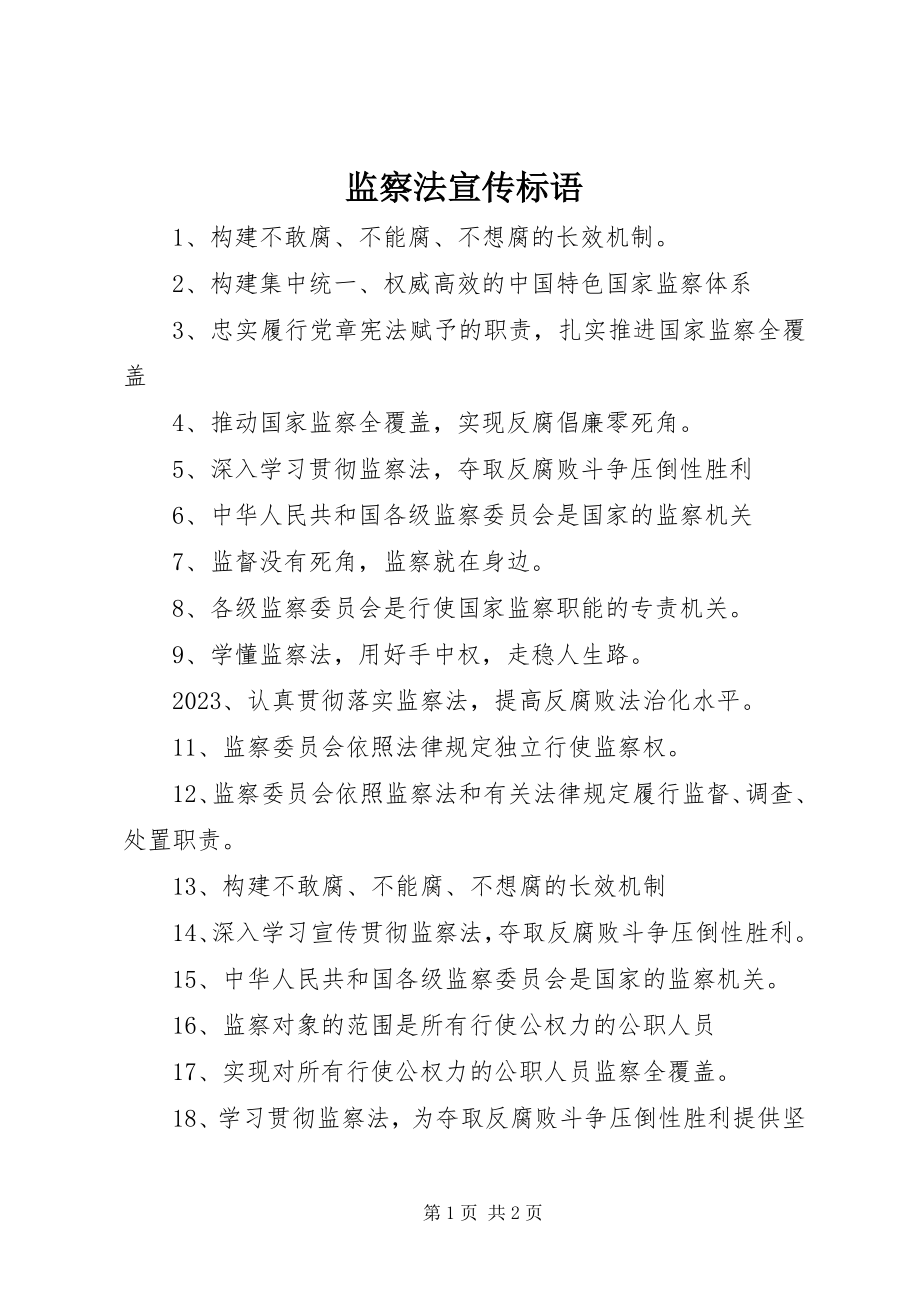 2023年监察法宣传标语.docx_第1页