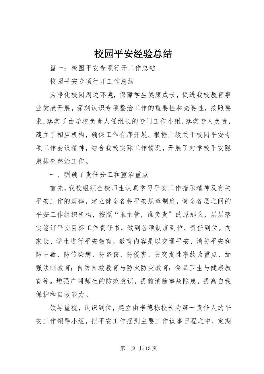 2023年校园安全经验总结.docx_第1页