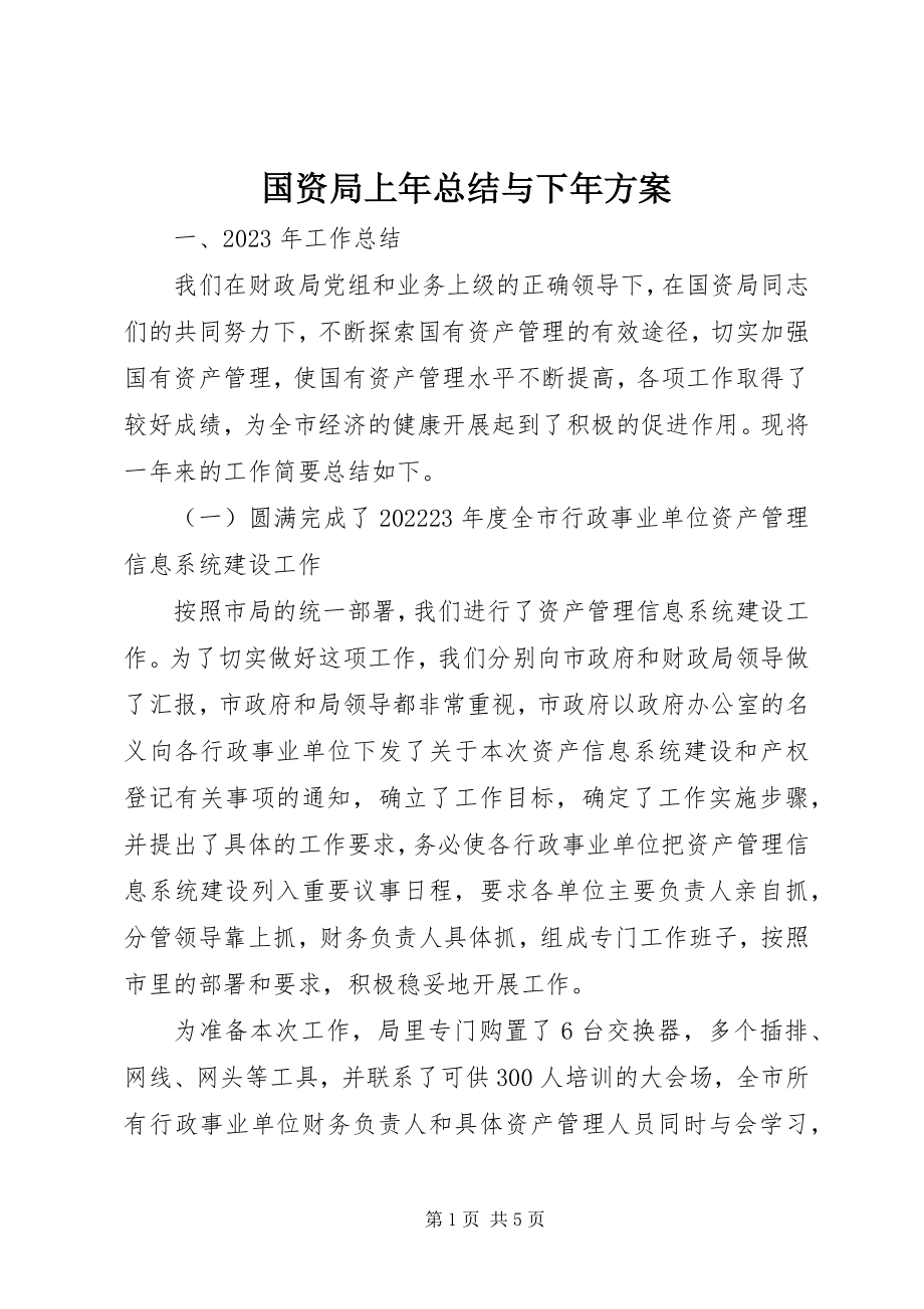 2023年国资局上总结与下计划.docx_第1页