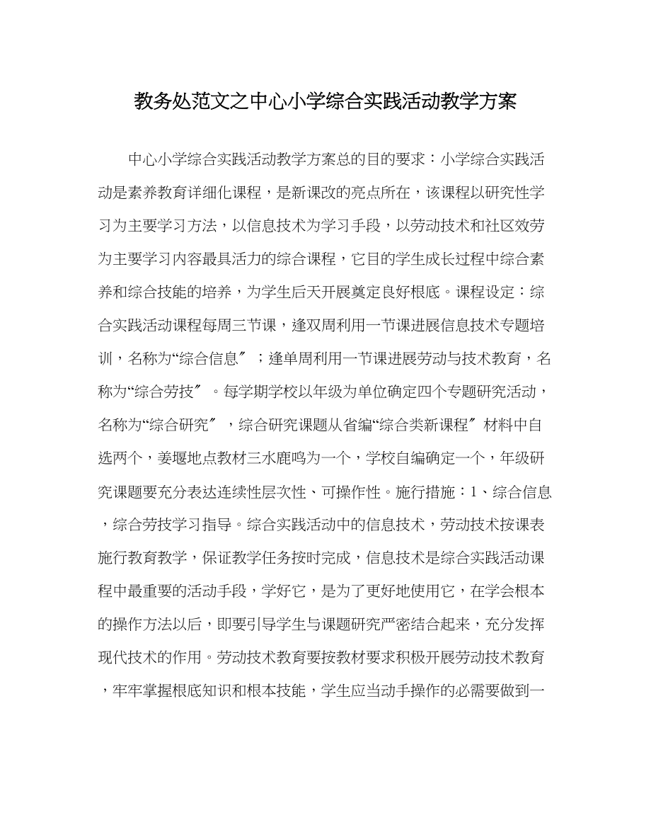 2023年教导处范文中心小学综合实践活动教学计划.docx_第1页