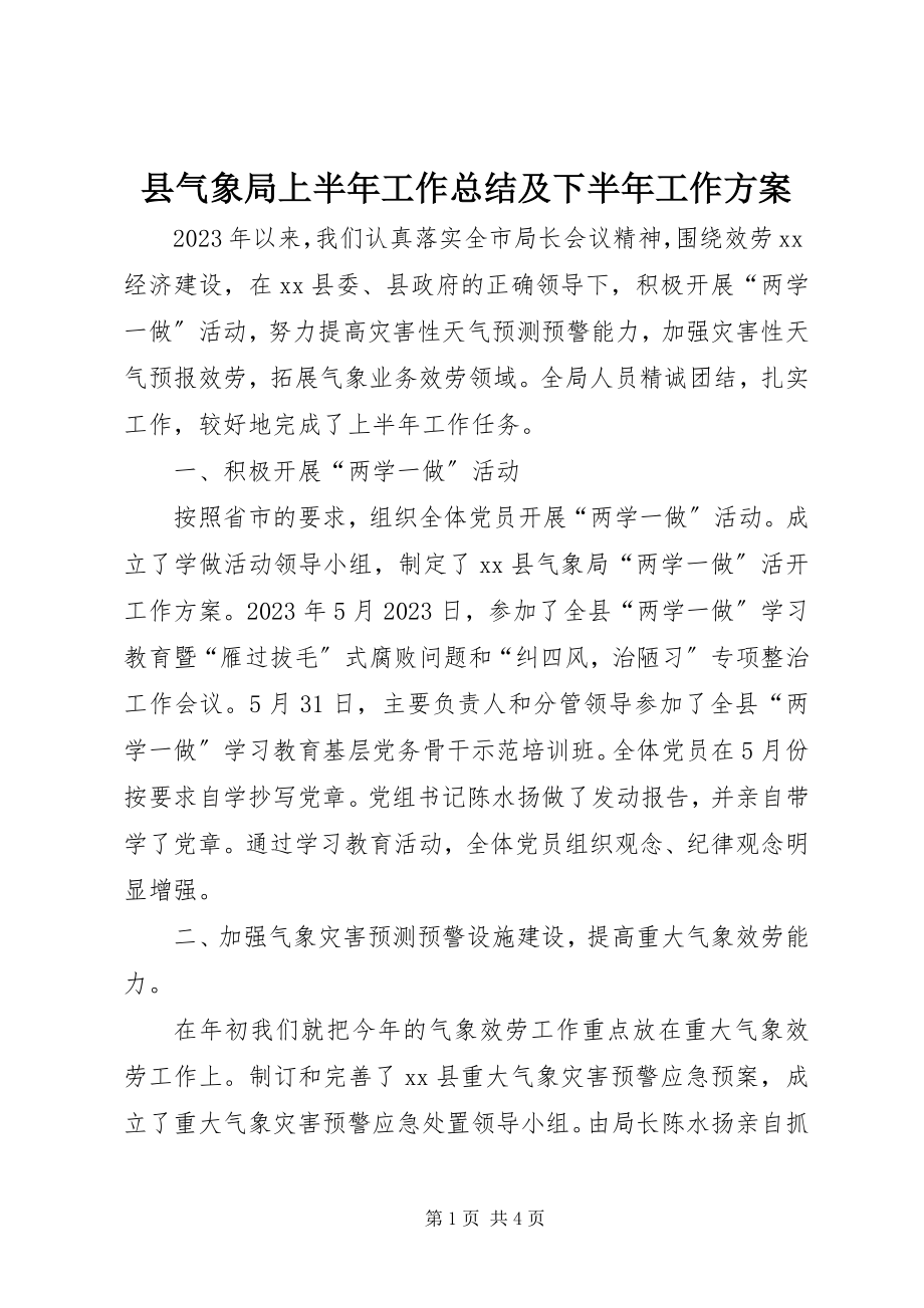 2023年县气象局上半年工作总结及下半年工作计划.docx_第1页