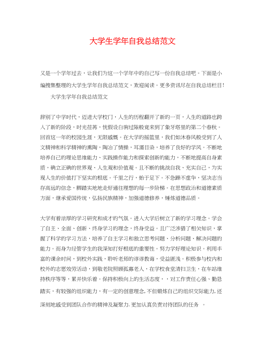 2023年大学生学自我总结精选.docx_第1页