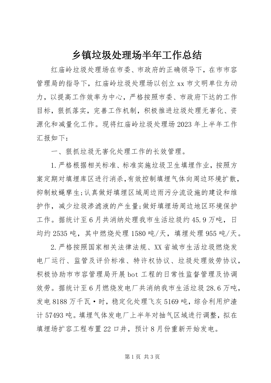 2023年乡镇垃圾处理场半年工作总结.docx_第1页