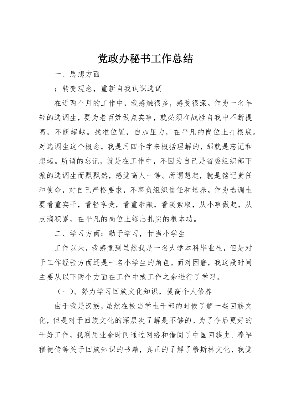 2023年党政办秘书工作总结.docx_第1页