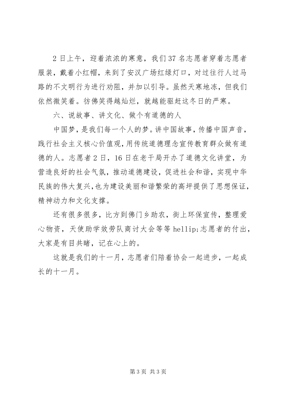 2023年志愿者协会十一月工作汇报.docx_第3页