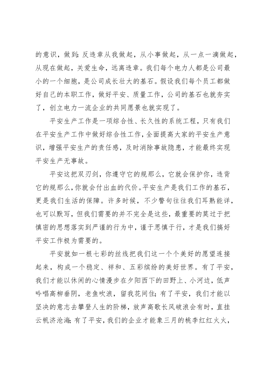 2023年电力企业安全演讲稿让平安永相随新编.docx_第3页