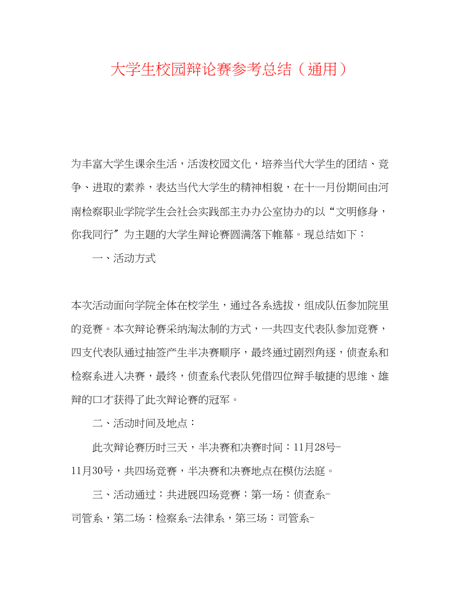 2023年大学生校园辩论赛总结.docx_第1页