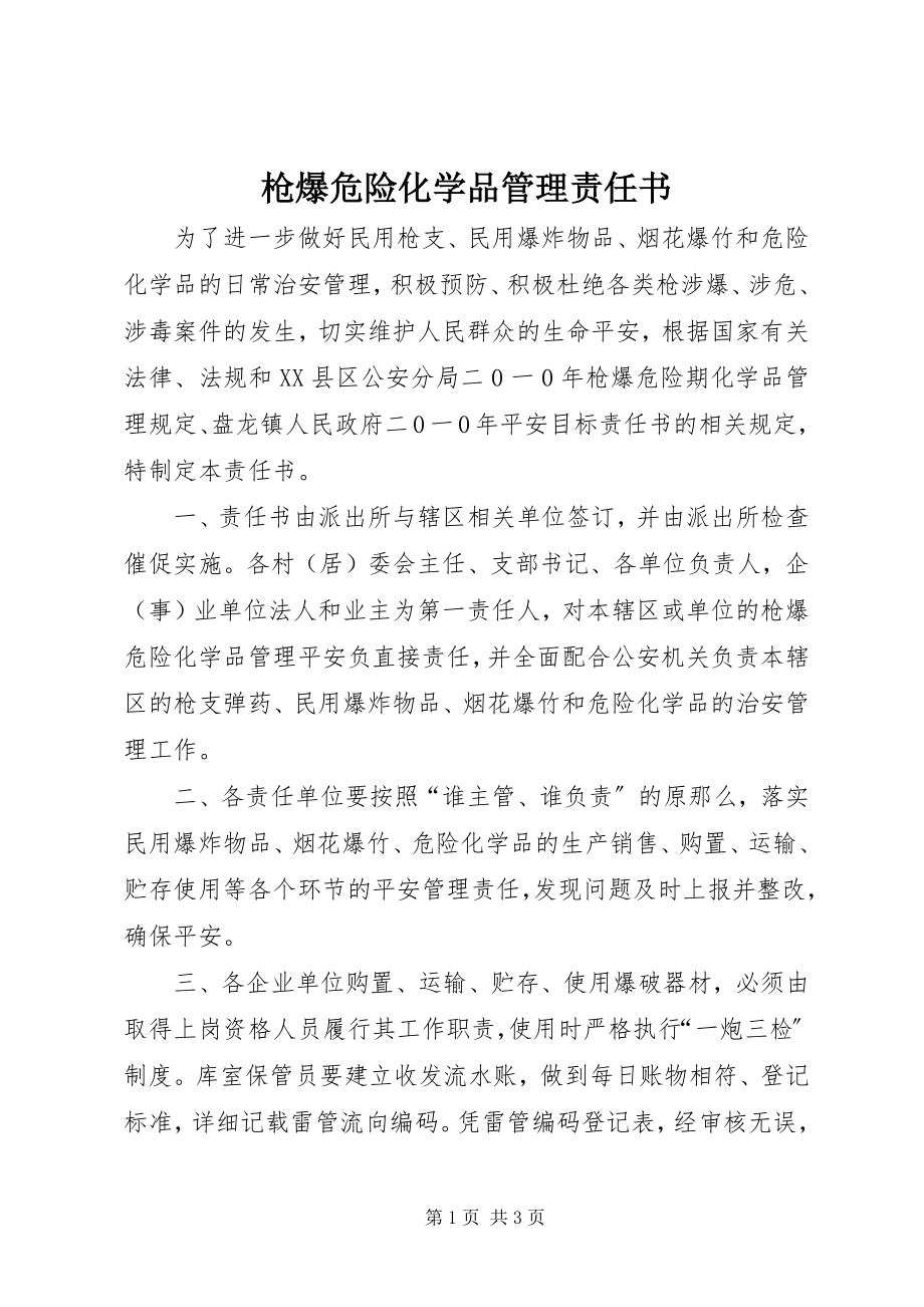 2023年枪爆危险化学品管理责任书.docx_第1页